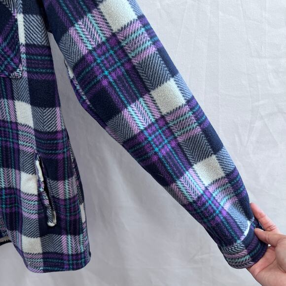 Women's Soho Plaid Button-Up Fleece Shirt Sweater Size Small - Picture 3 of 7